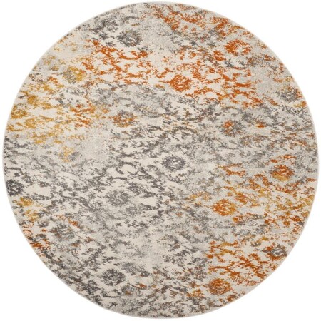 Safavieh 4 x 4 ft. Madison Power Loomed Round Area RugCream & Orange MAD608K-4R